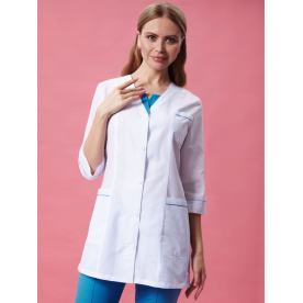 Костюм Каприз жен (35%хл-65%пэ/120гр; белый/темно-голубой) Костюм Каприз жен (35%хл-65%пэ/120гр; белый/темно-голубой)
