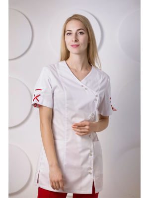 Костюм Милана-Шарм жен (50%хл-50%пэ/150гр; белый/красный)