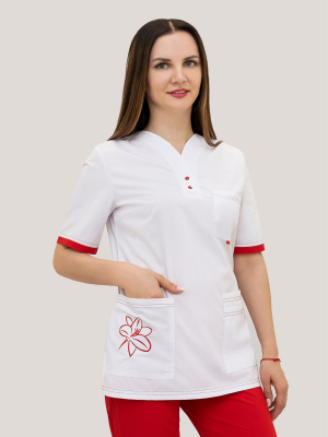 Костюм Вэст-Флора жен (35%вис-65%пэ/160гр; белый/красный)