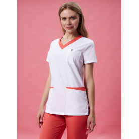 Костюм Джулия жен (35%хл-65%пэ/120гр; белый/коралл) Костюм Джулия жен (35%хл-65%пэ/120гр; белый/коралл)