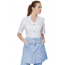 Костюм Елена жен (35%хл-65%пэ/120гр; белый/голубой) Костюм Елена жен (35%хл-65%пэ/120гр; белый/голубой)