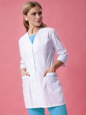 Костюм Каприз жен (35%хл-65%пэ/120гр; белый/ярко-голубой)