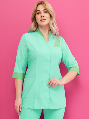Костюм Марина жен (50%хл-50%пэ/150гр; бирюза/светло-зеленый)