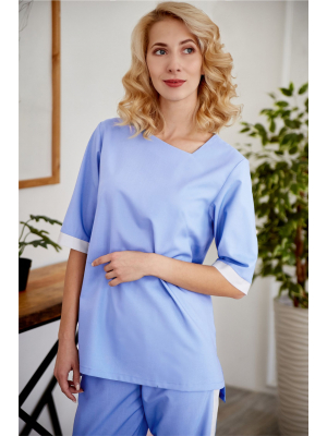 Костюм Фиона жен (35%вис-65%пэ/160гр; светло-голубой/белый)