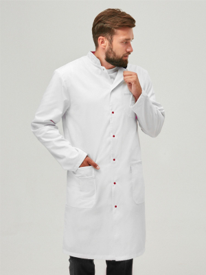 Халат Гелиос муж (50%хл-50%пэ/150гр; белый/бордовый)