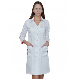 Халат Ирина жен (50%хл-50%пэ/150гр; белый/розовый)