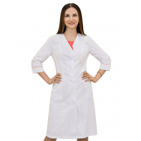 Халат Каприз жен (50%хл-50%пэ/150гр; белый/коралл)
