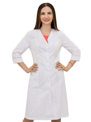 Халат Каприз жен (50%хл-50%пэ/150гр; белый/коралл)