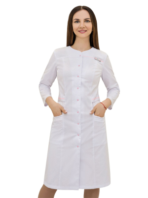 Халат Карина жен (50%хл-50%пэ/150гр; белый/розовый)